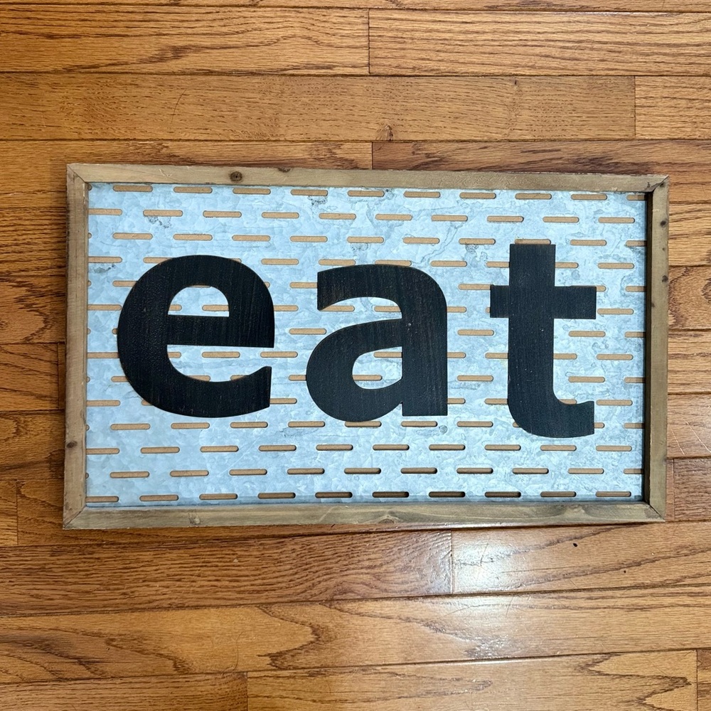 Farmhouse Rustic Galvanized and Black “Eat' Wall Sign
